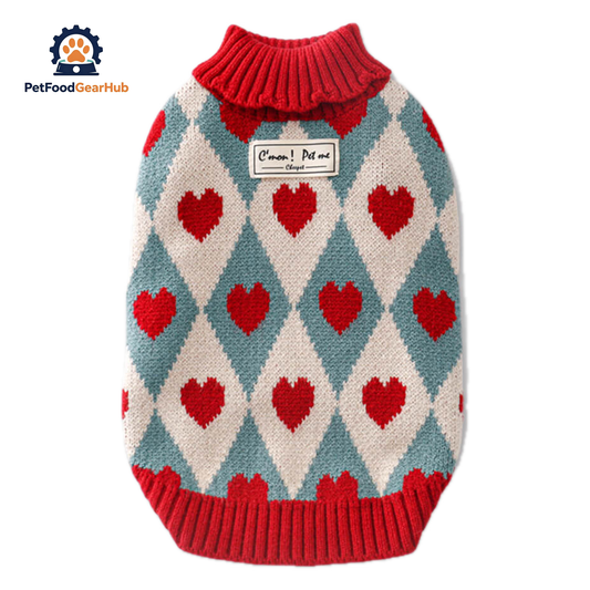 Cupid Cat Sweater | Red 
Heart Pattern Sweater for Cats | PetFoodGearHub