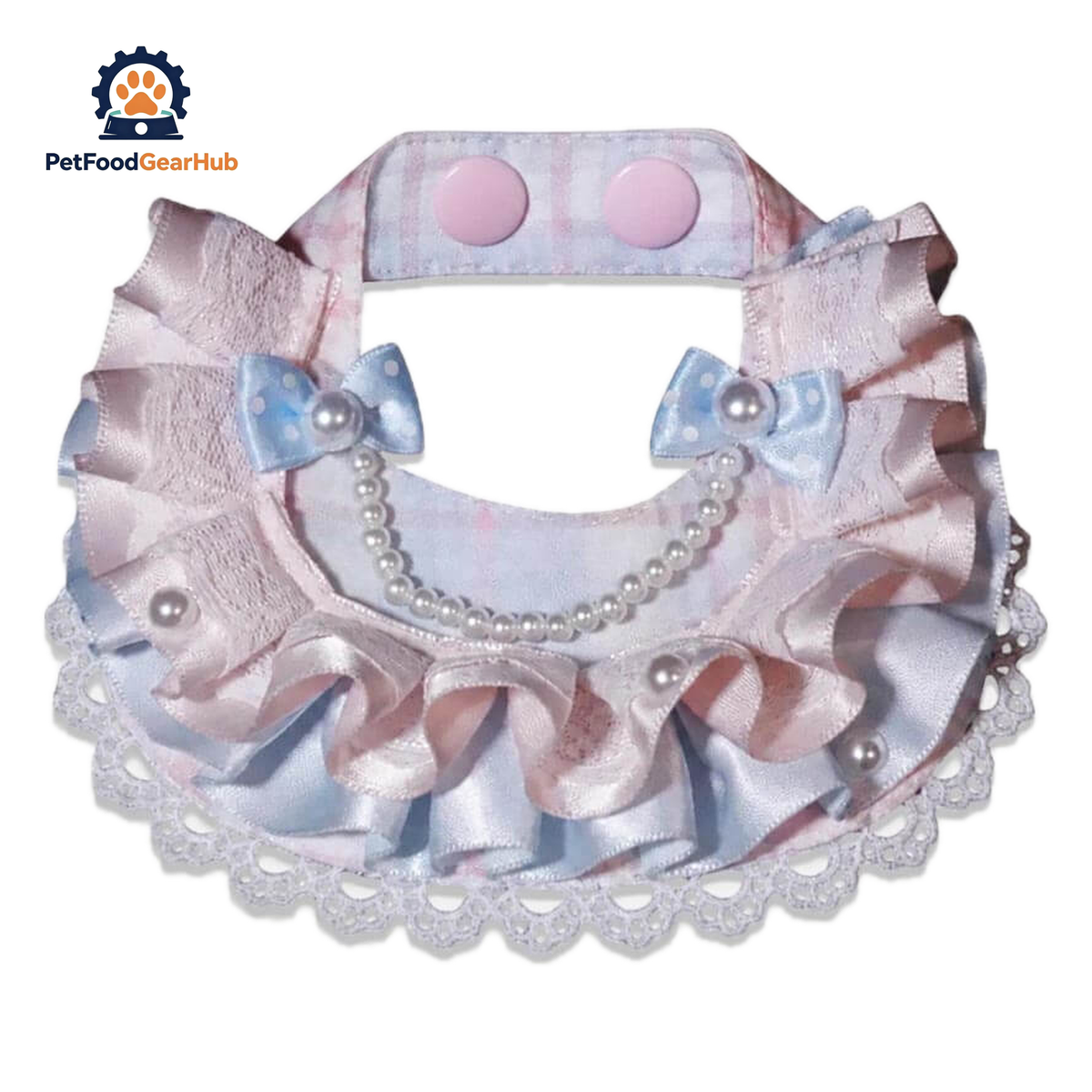 Bonbon Cat Bib | Handmade Pink and Blue Ruffle Cat Bib | PetFoodGearHub