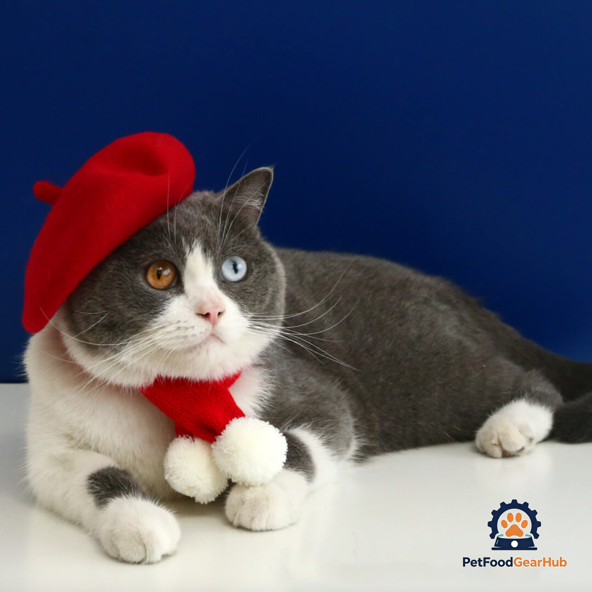 Cat with Red Beret Hat | PetFoodGearHub