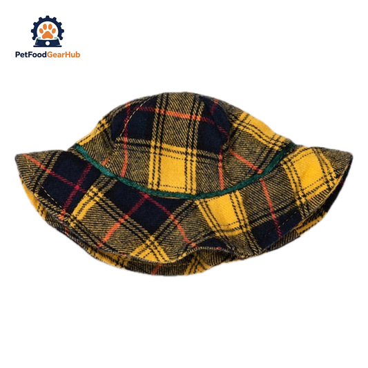 Yellow Plaid Cat Hat | Pet Accessories | PetFoodGearHub