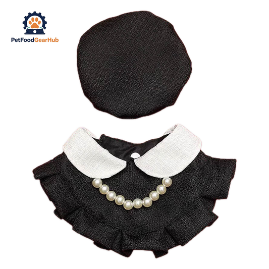 Black Cat Bib & Hat | Handmade Cat Accessories | PetFoodGearHub