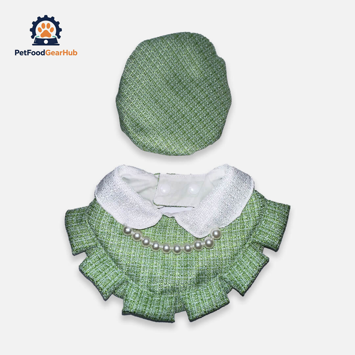 Green Cat Hat & Bib | Handmade Cat Accessories | PetFoodGearHub