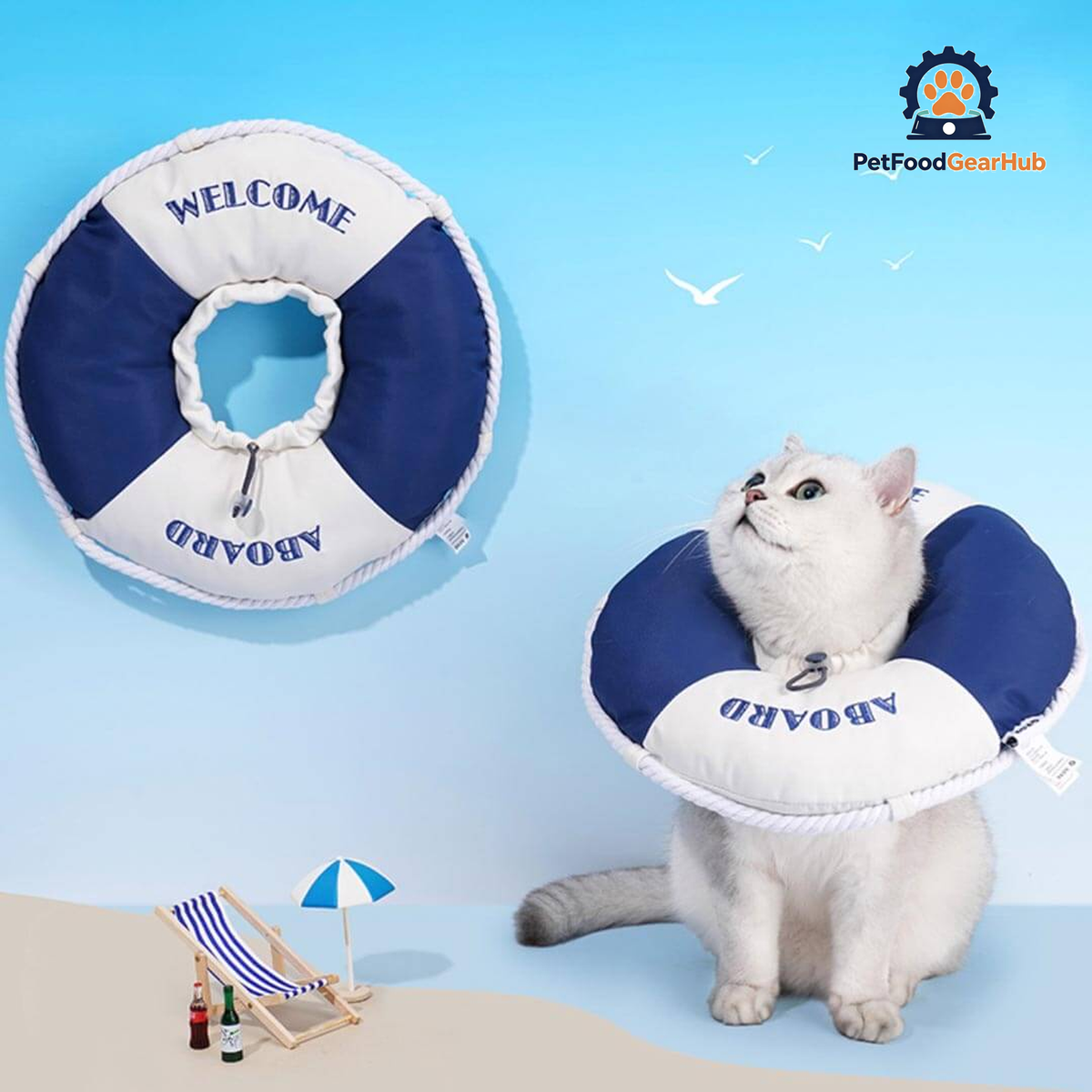 Lifebuoy Elizabethan Collar for Cats | Cute E Collar | PetFoodGearHub
