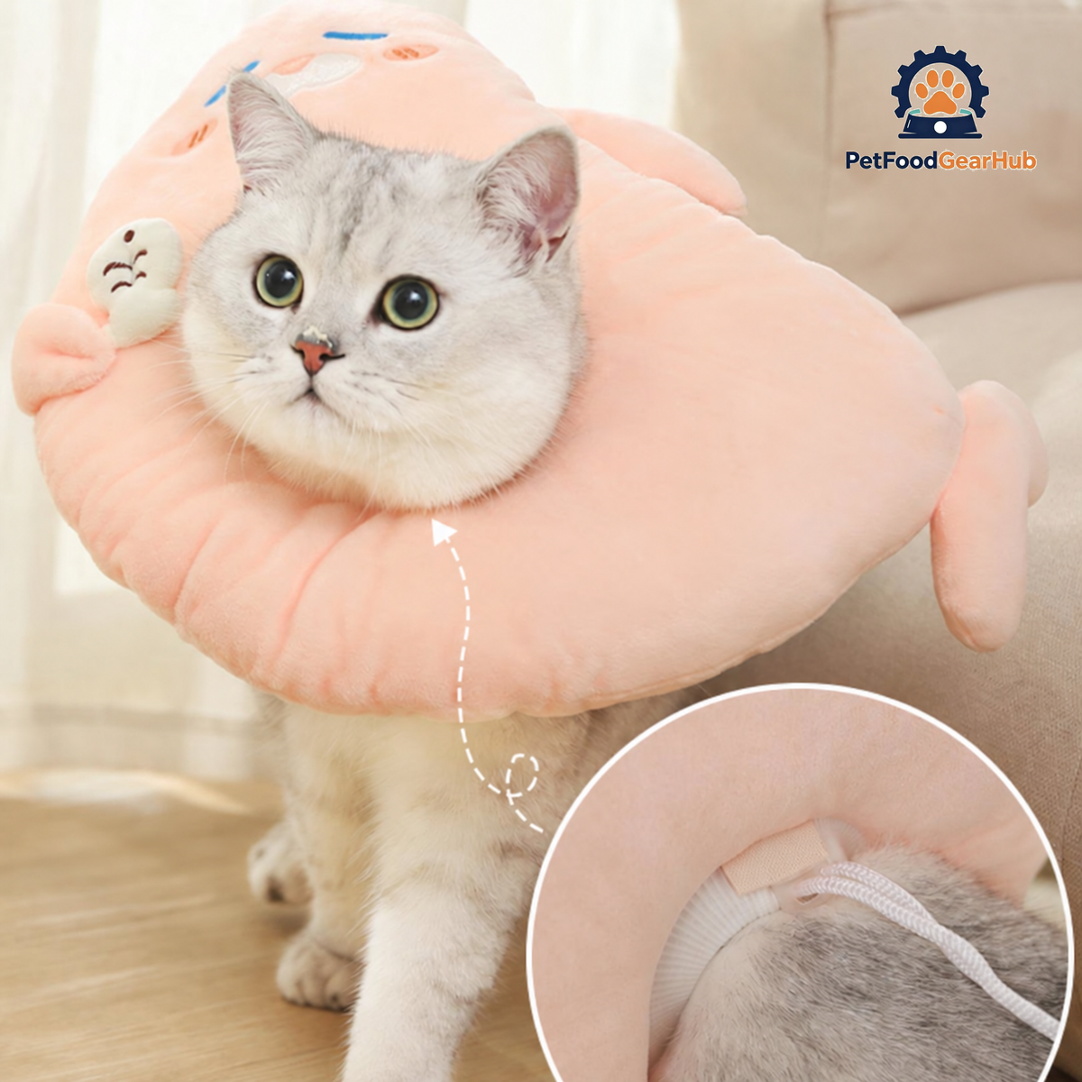Seal Elizabethan Collar for Cats | Cat with Comfy E Collar | PetFoodGearHub