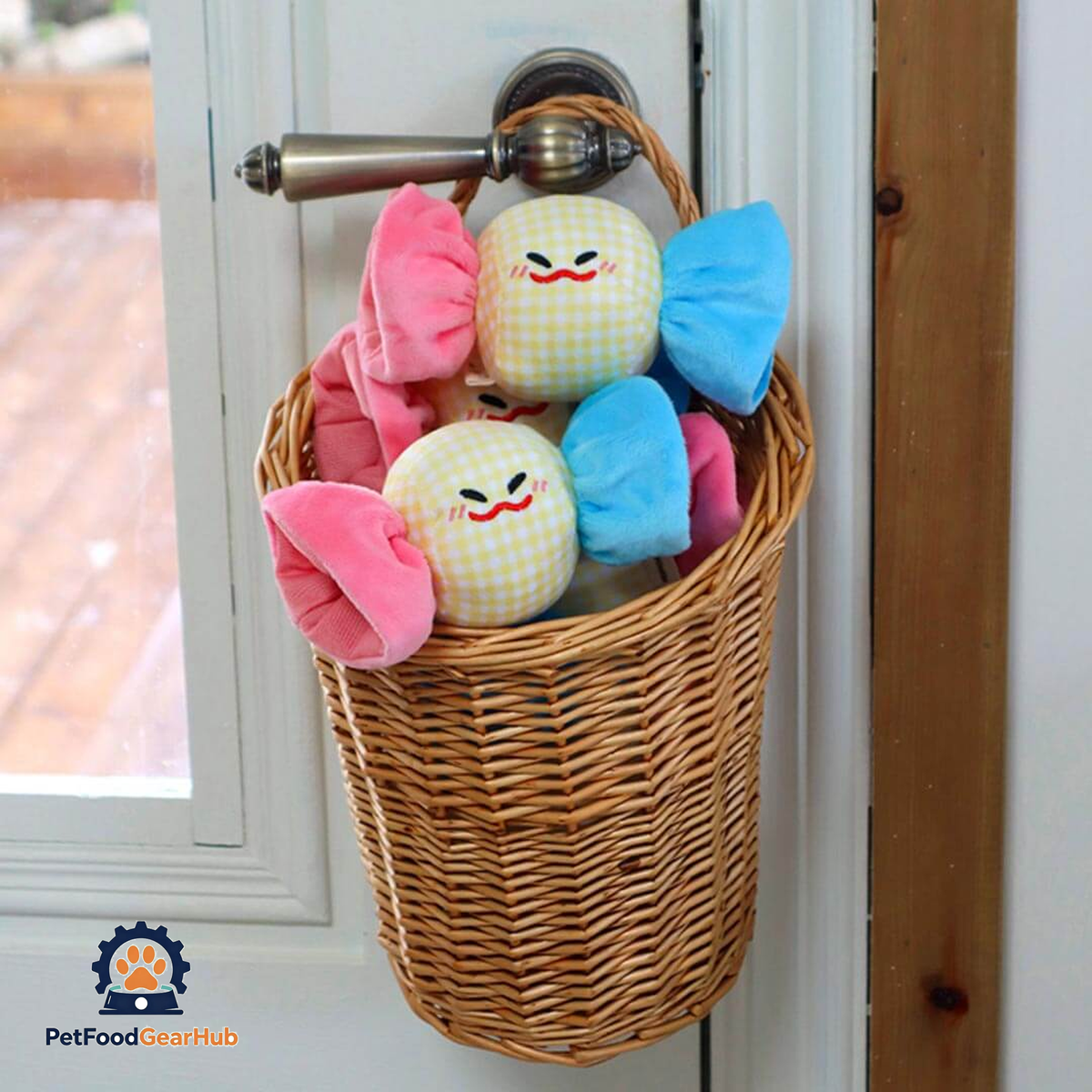 Lemon Gingham Candy Cat Toy in Basket | Cute Cat Toys | PetFoodGearHub