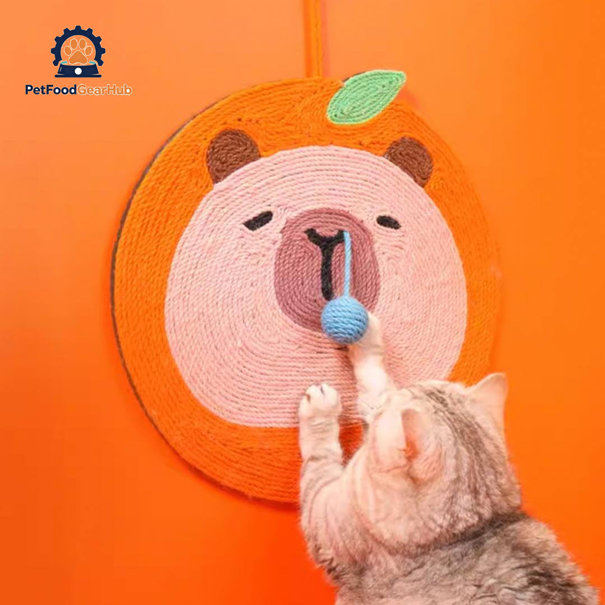 Cat Scratching Cute Orange Sniffy Capybara Cat Scratch Mat | PetFoodGearHub