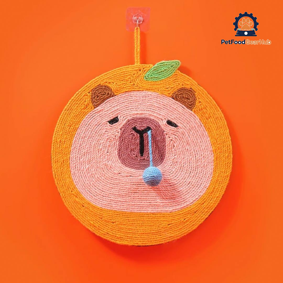 Cat Scratching Cute Orange Sniffy Capybara Cat Scratch Mat | PetFoodGearHub