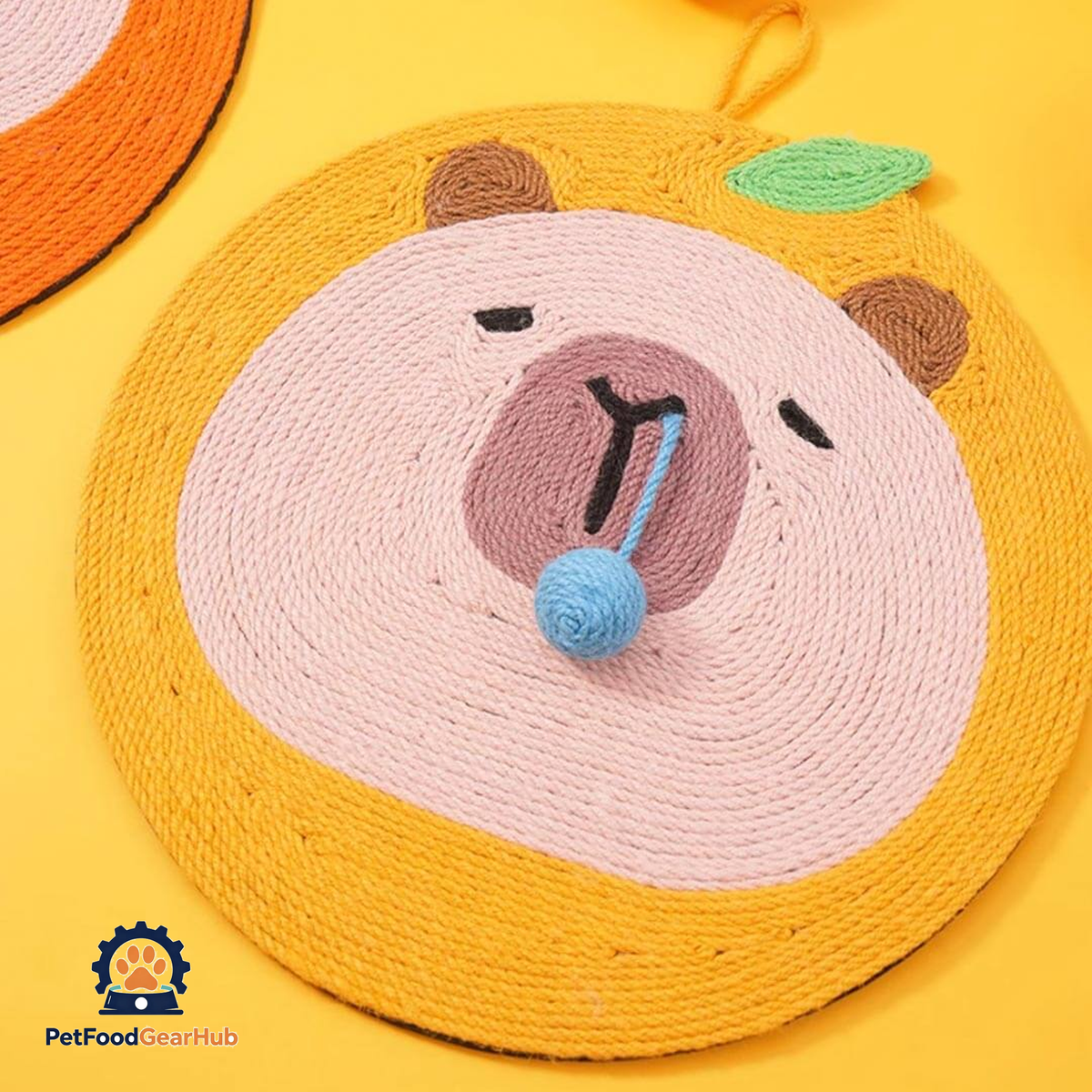 Cat Scratching Cute Orange Sniffy Capybara Cat Scratch Mat | PetFoodGearHub