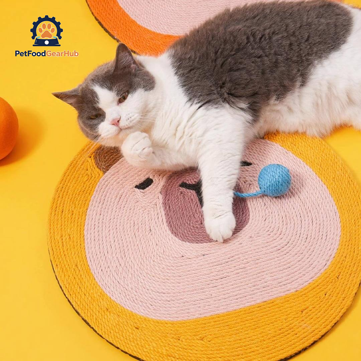 Cat Scratching Cute Orange Sniffy Capybara Cat Scratch Mat | PetFoodGearHub