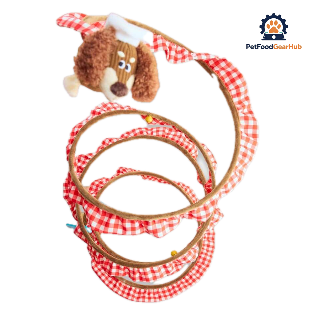 Puppy Spiral Cat Tunnel in Red Gingham | Interactive Cat Toys | PetFoodGearHub