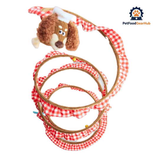 Puppy Spiral Cat Tunnel in Red Gingham | Interactive Cat Toys | PetFoodGearHub