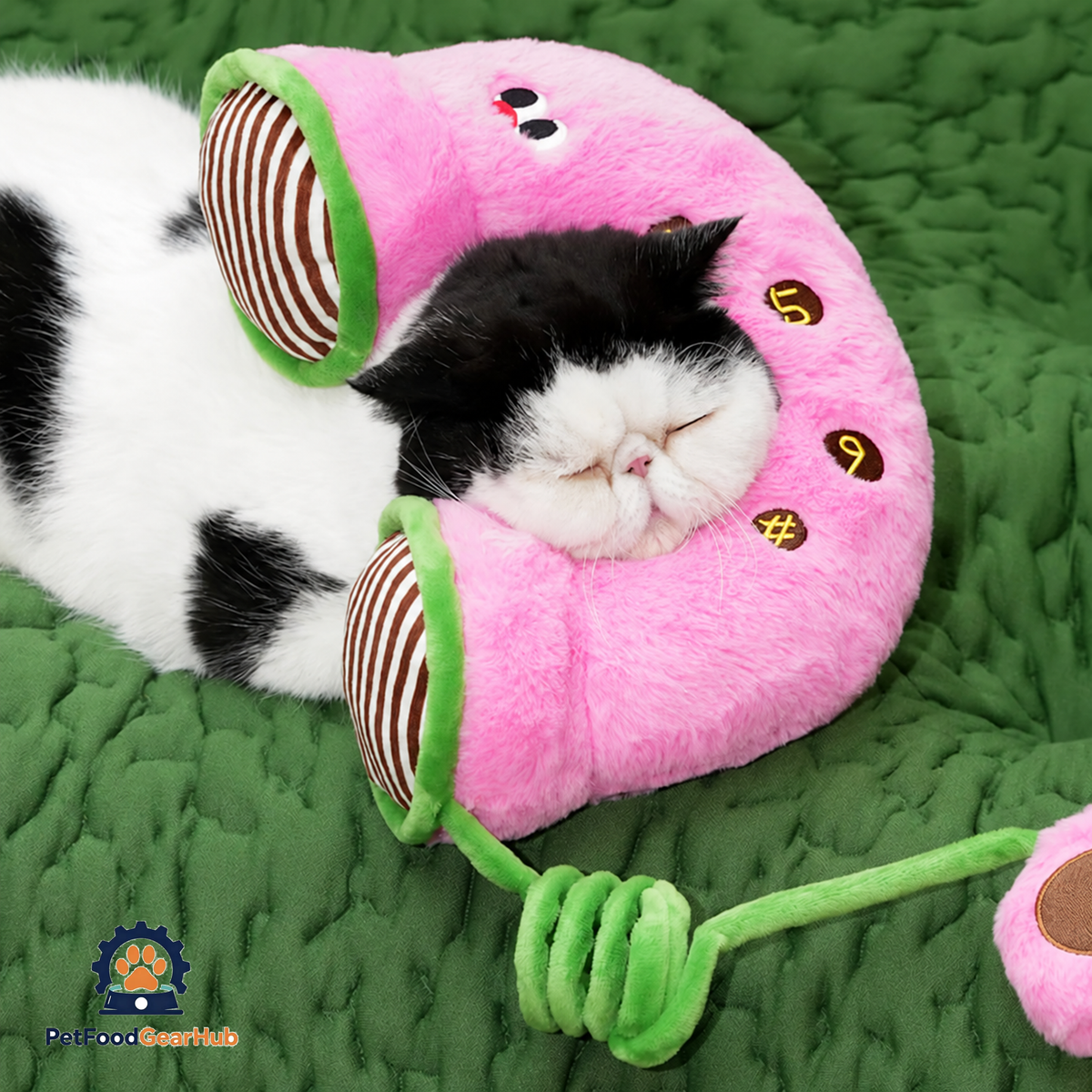 Cat Sleeping on Pink Plush Pillow Cat Toy | Cat Toys | PetFoodGearHub