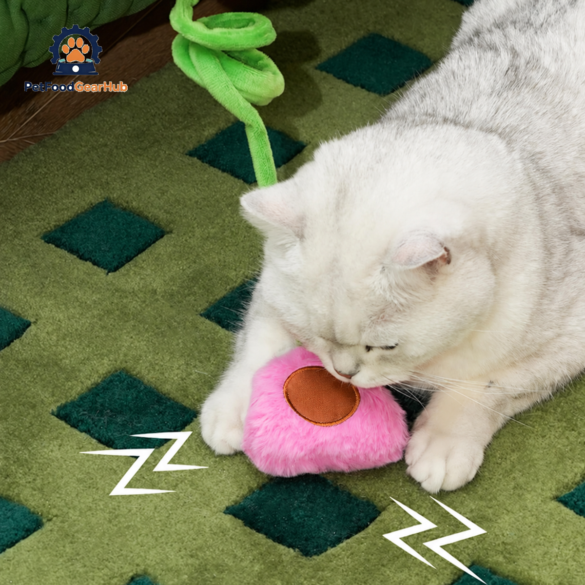 Cat Playing with Pink Plush Pillow Cat Toy | Cat Toys | PetFoodGearHub