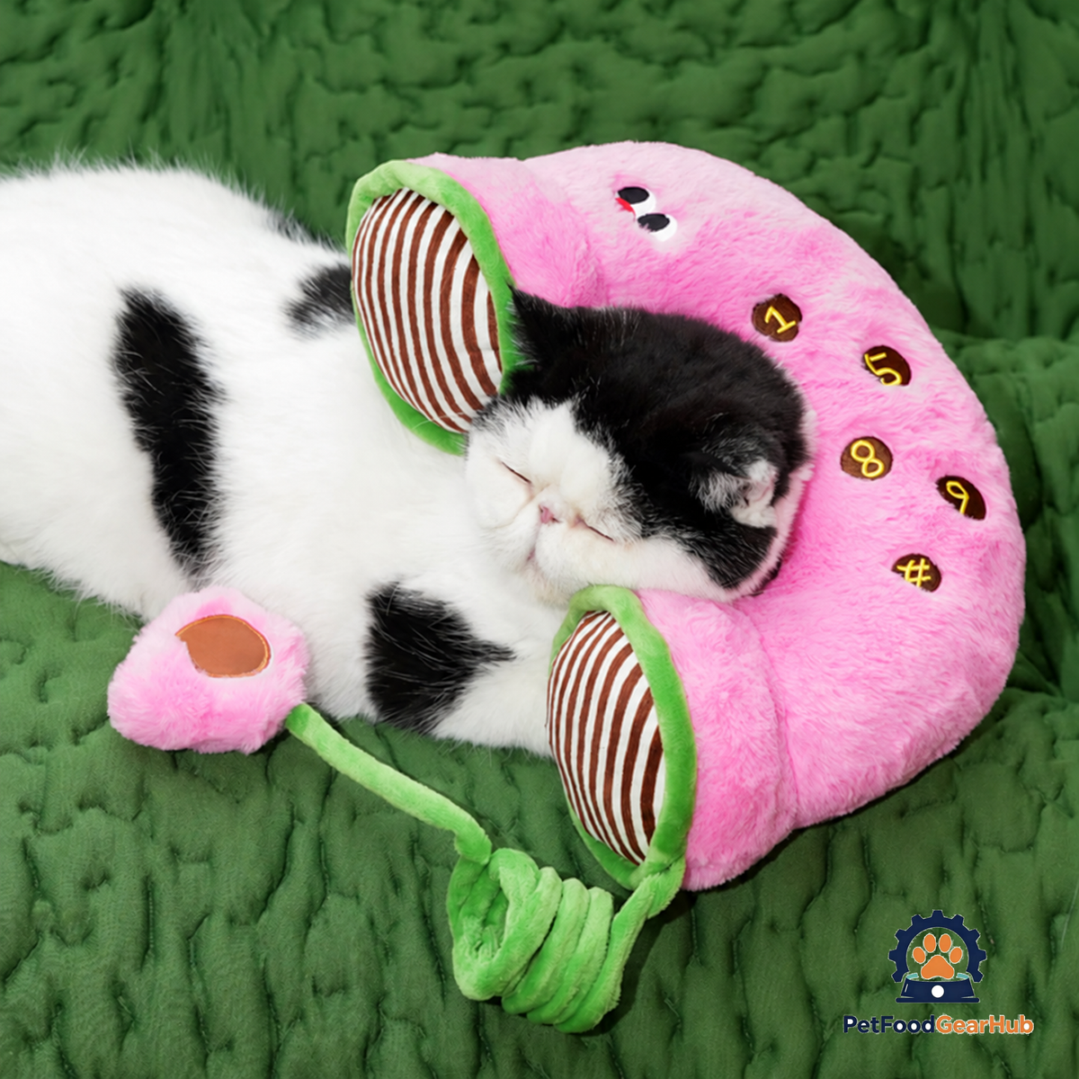 Cat Sleeping on Pink Plush Pillow Cat Toy | Cat Toys | PetFoodGearHub