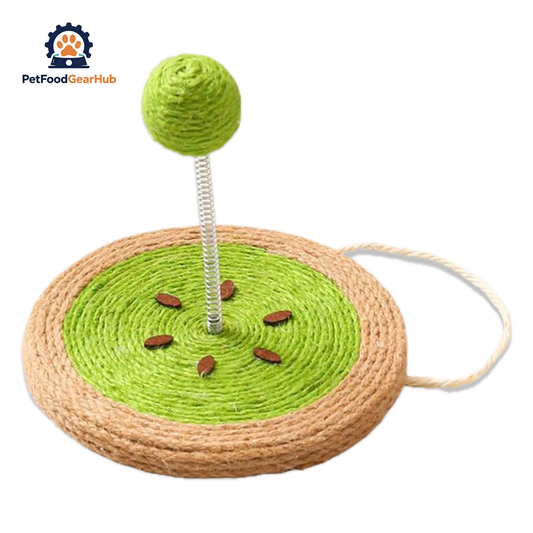Kiwi Sisal Scratcher with Sisal Spring Ball | Interactive Cat Toys | PetFoodGearHub