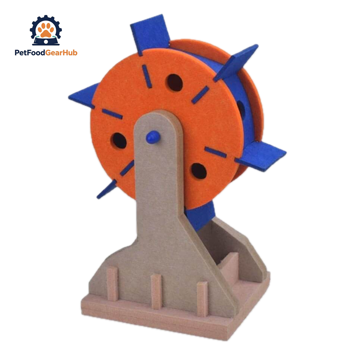 Felt Windmill Treat Dispenser Cat Toy in Orange and Blue | Cat Puzzle Feeders | PetFoodGearHub