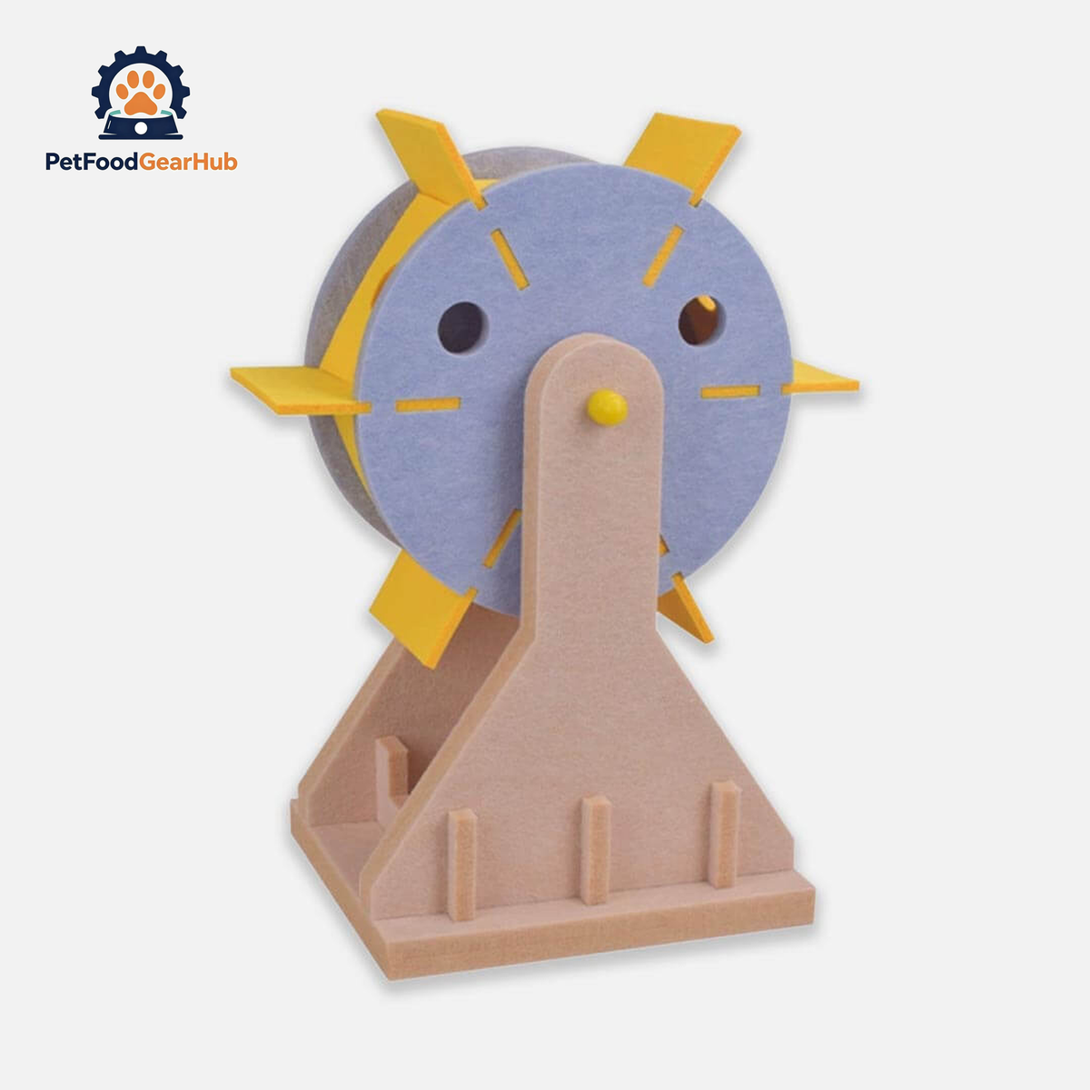 Felt Windmill Treat Dispenser Cat Toy in Periwinkle and Yellow | Interactive Cat Toys | PetFoodGearHub