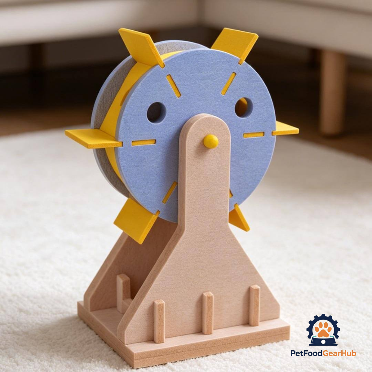 Felt Windmill Cat Toy Standing on a Cream Rug | Cute Cat Toys | PetFoodGearHub