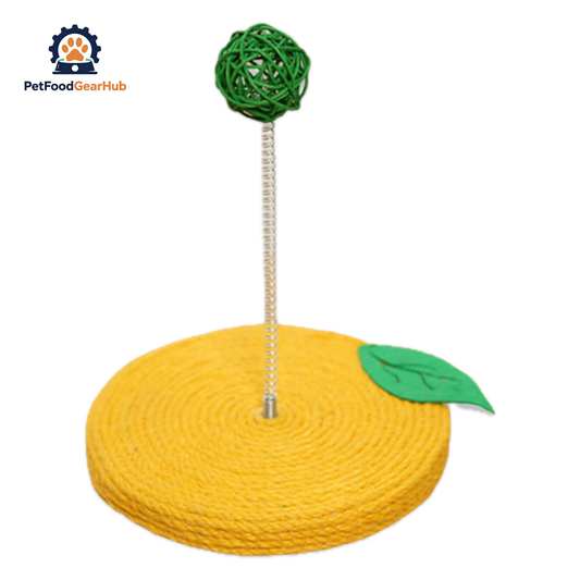 PetFoodGearHub Lemon Sisal Scratcher with Rattan Spring Ball | Interactive Cat Toys