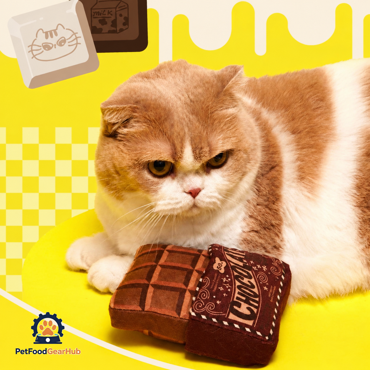Orange Cat with Chocolate Bar Snuffle Cat Toy | Cute Cat Toys | PetFoodGearHub