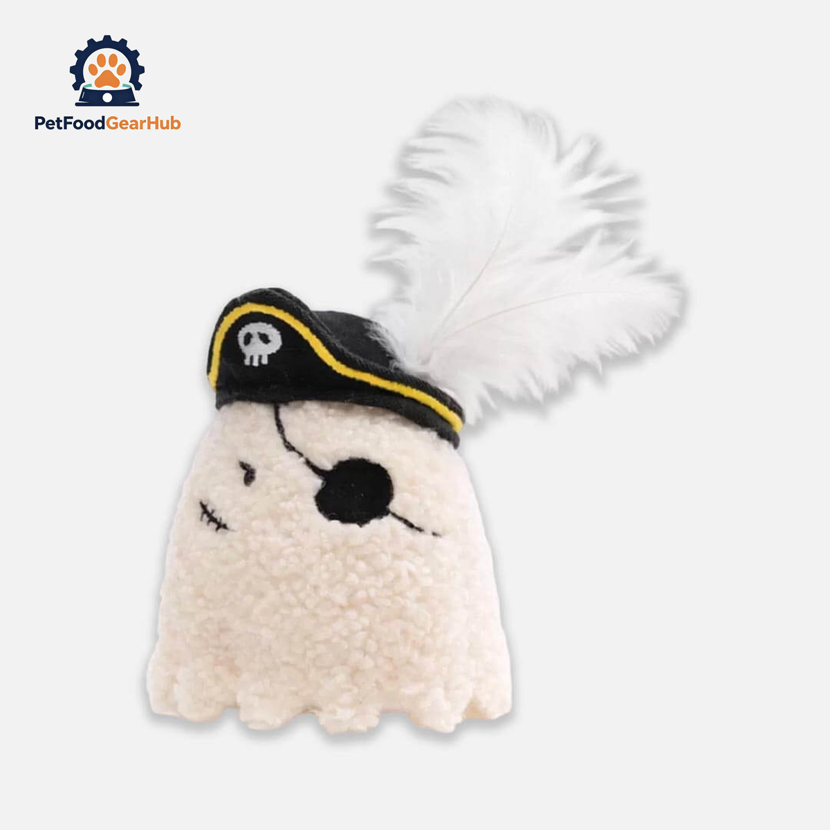Plush Ghost Pirate Catnip Cat Toy with Feather Plume | Feather Cat Toys | PetFoodGearHub