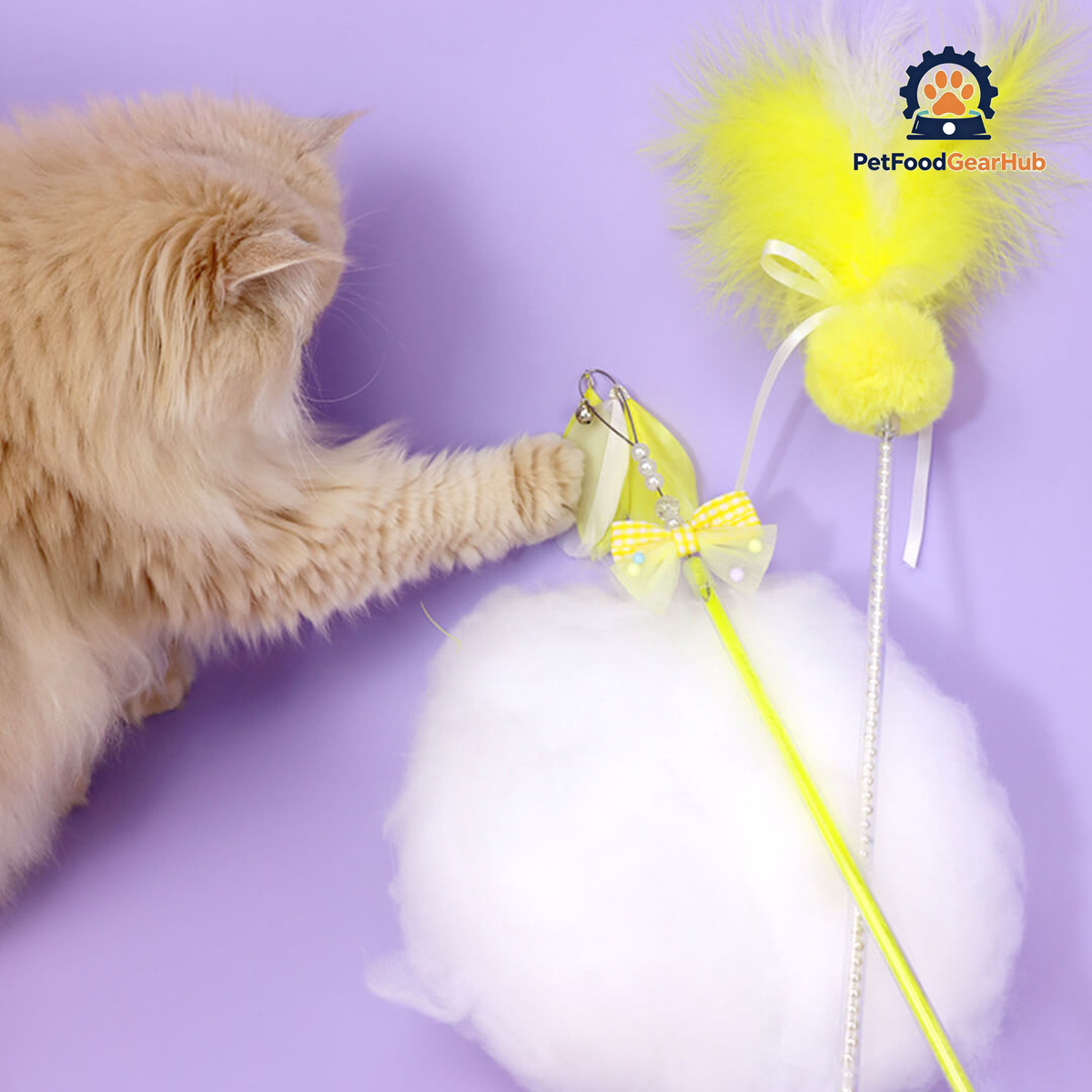 Cat with Feather Ribbon Cat Wand Toys | PetFoodGearHub