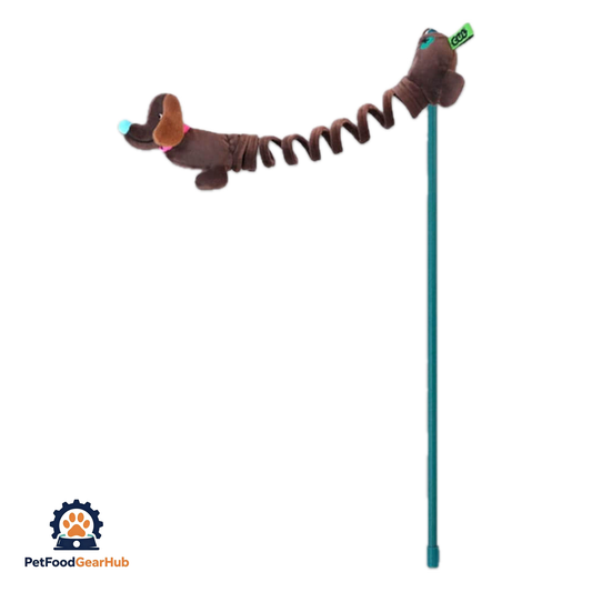 Springy Sausage Dog Teaser | Interactive Cat Toys | PetFoodGearHub