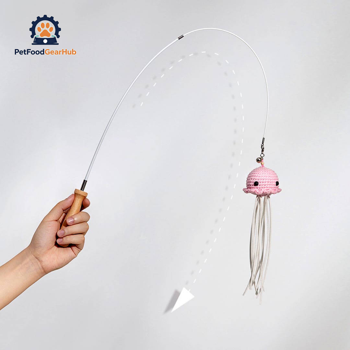 Flexible Jellyfish Cat Teaser Wand in Use | Interactive Cat Toys | PetFoodGearHub