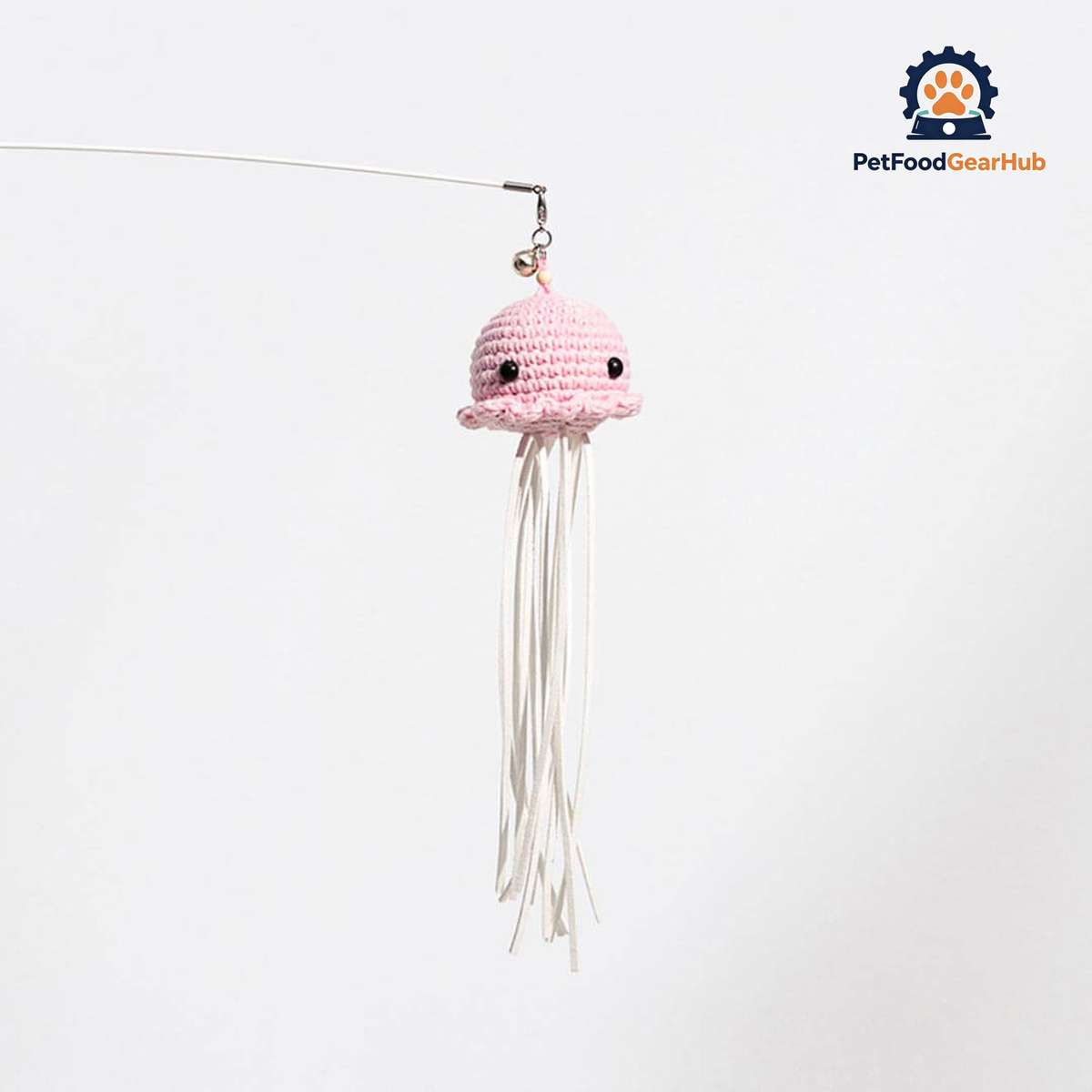 Crochet Jellyfish Cat Teaser Wand Attachment | Cute Cat Toys | PetFoodGearHub