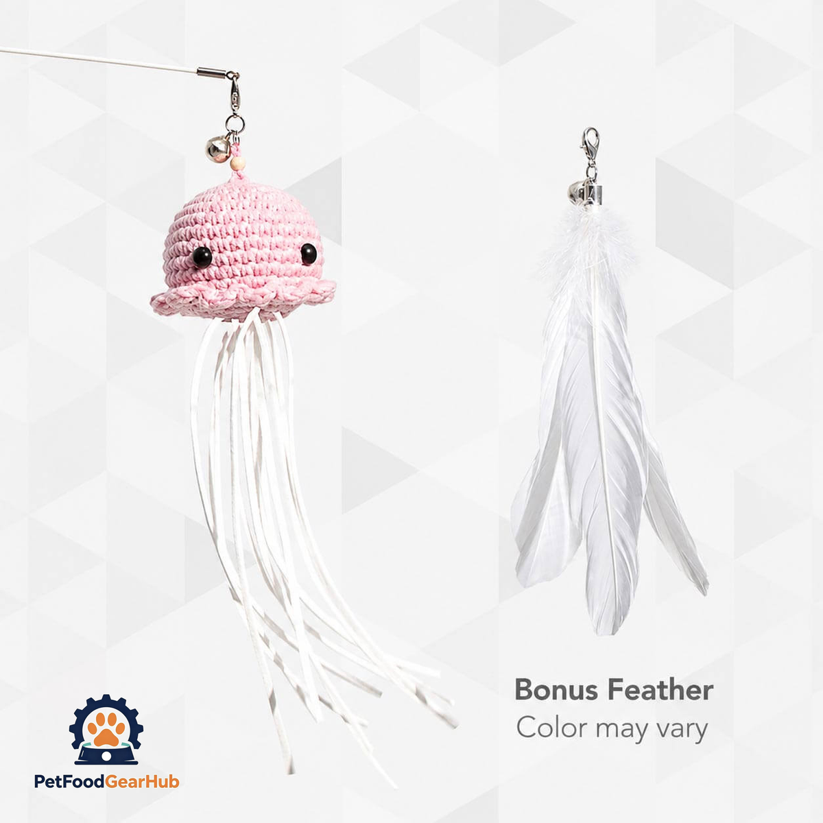 Jellyfish Cat Teaser Wand with Bonus Feather | Cute Cat Toys | PetFoodGearHub