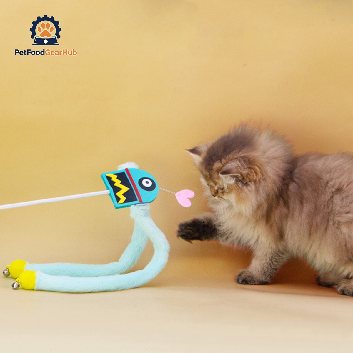 Flashy Fluff Cat Teaser Wand | Cute Cat Toys | PetFoodGearHub