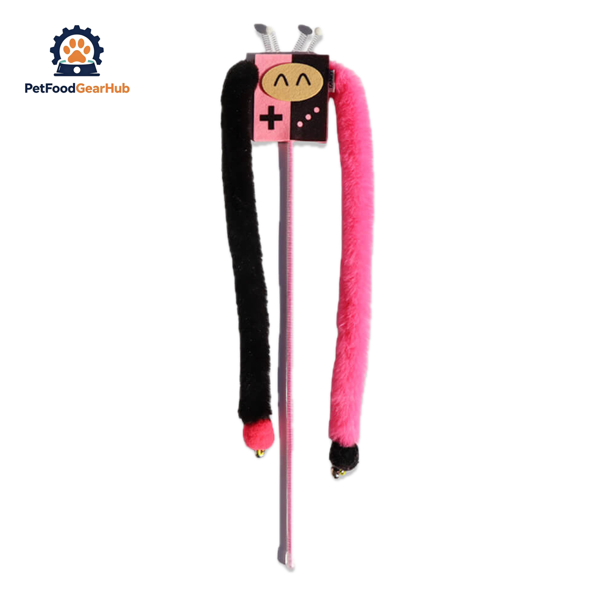 Pixel Purrs Pink & Black Cat Teaser Wand | Cute Cat Toys | PetFoodGearHub