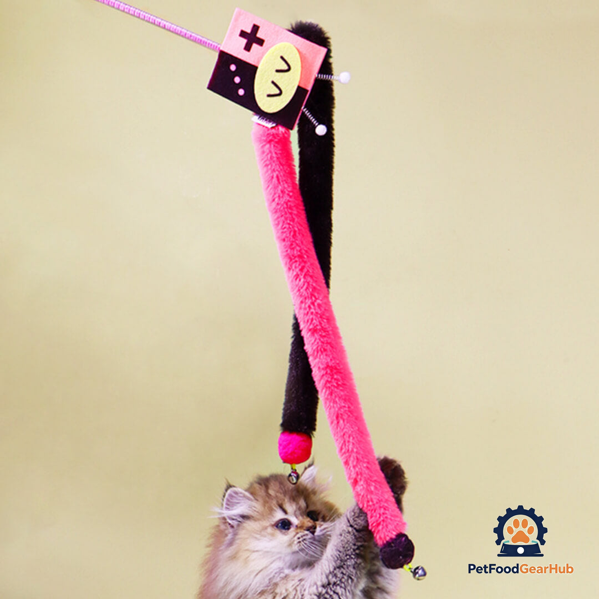 Pixel Purrs Pink & Black Cat Teaser Wand | Cute Cat Toys | PetFoodGearHub