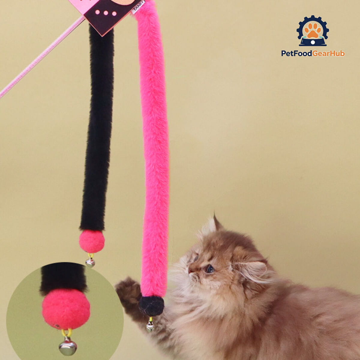 Pixel Purrs Pink & Black Cat Teaser Wand | Cute Cat Toys | PetFoodGearHub