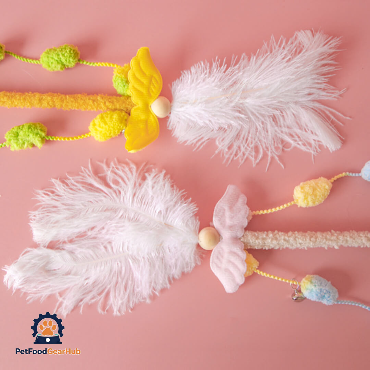 Angel Wings Feather Cat Wand Toys | Toys for Kittens & Cats | PetFoodGearHub
