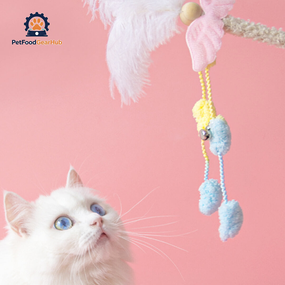 Angel Wings Feather Cat Wand Toy | Toys for Kittens & Cats | PetFoodGearHub