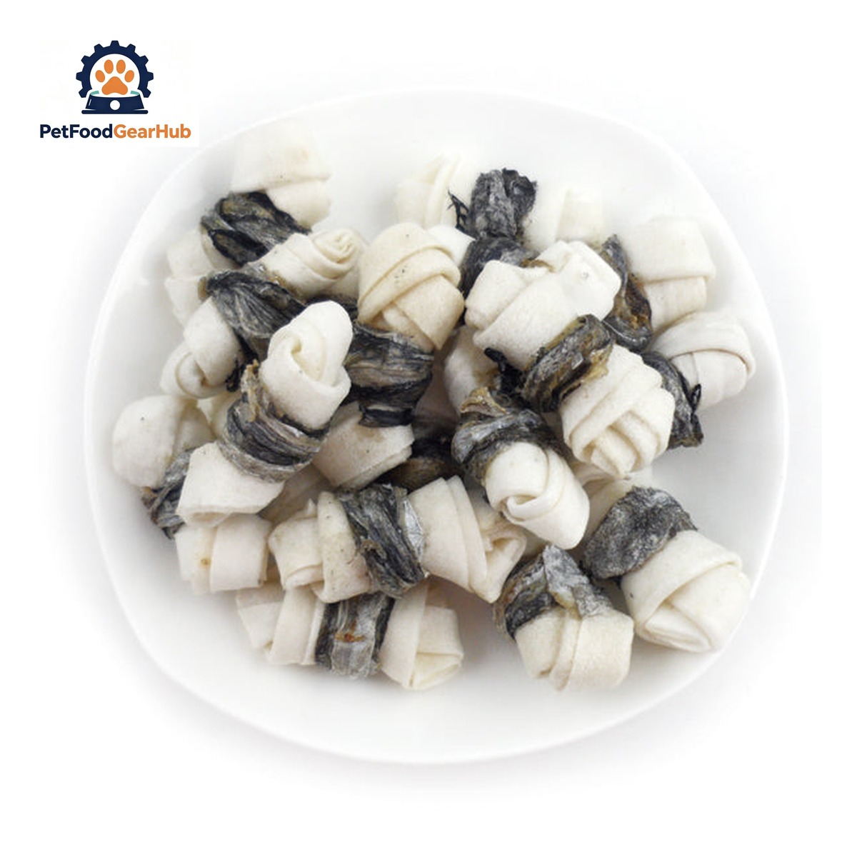 PFGH LSF-06 US Rawhide Knot Twined by Fish Skin Dog Treats – Wholesale Dog Treats product image by PetFoodGearHub