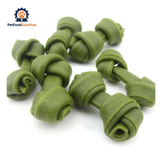 PFGH LSDC-16 US 2.5 Spinach Cheese Knot Rawhide Dog Chews – Wholesale Dog Treats product image by PetFoodGearHub