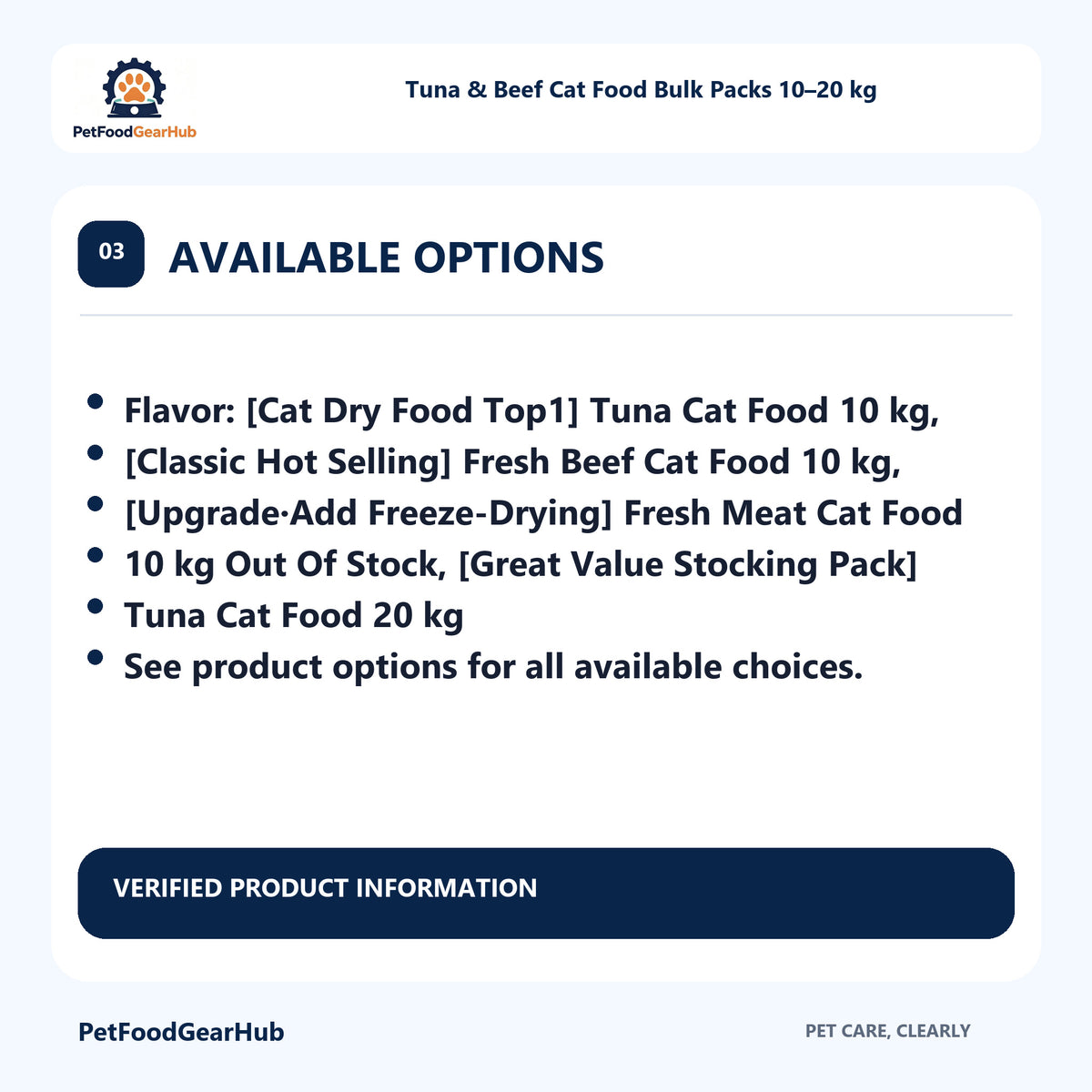 PetFoodGearHub Tuna & Beef Cat Food Bulk Packs 10–20 kg sizes options
