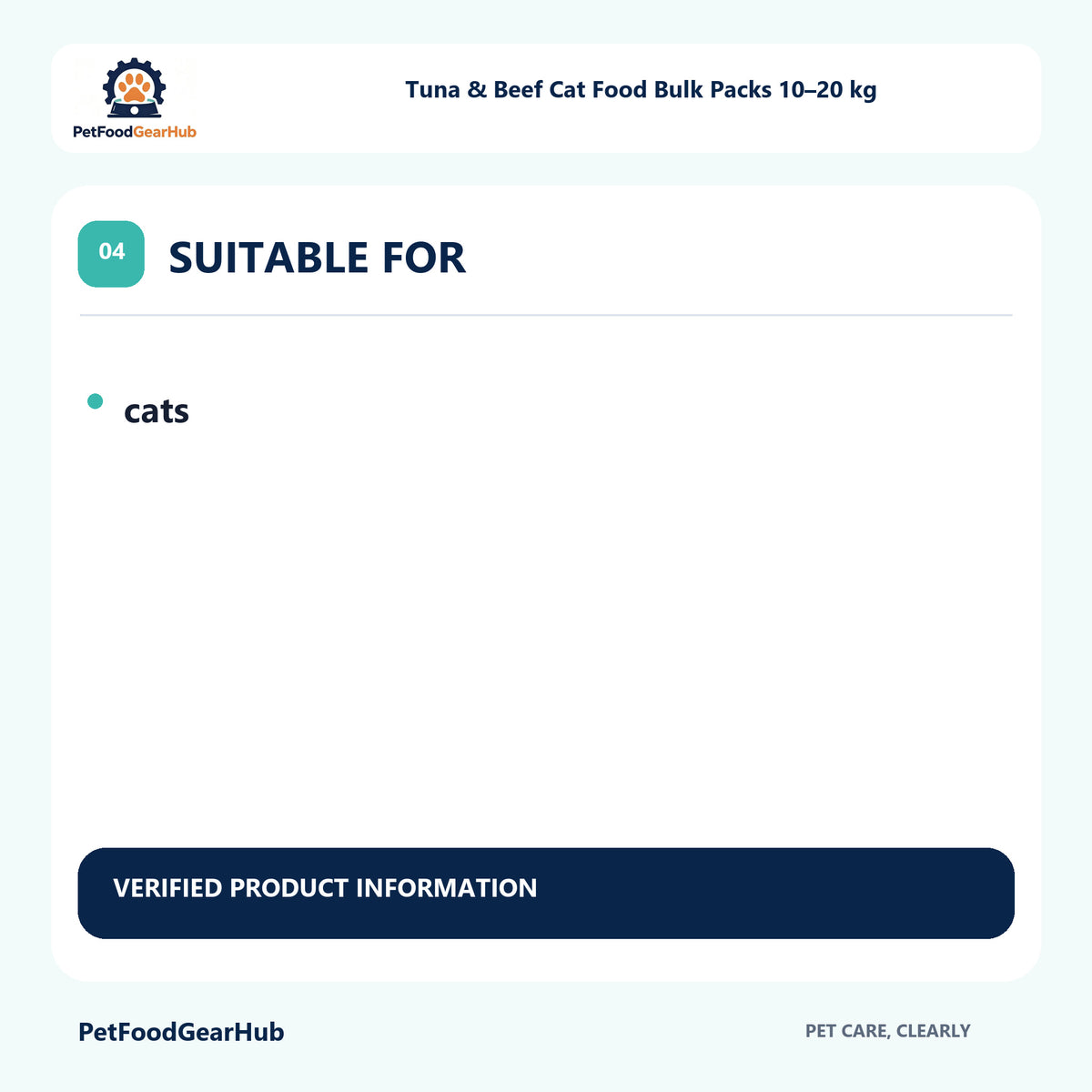 PetFoodGearHub Tuna & Beef Cat Food Bulk Packs 10–20 kg suitable pet