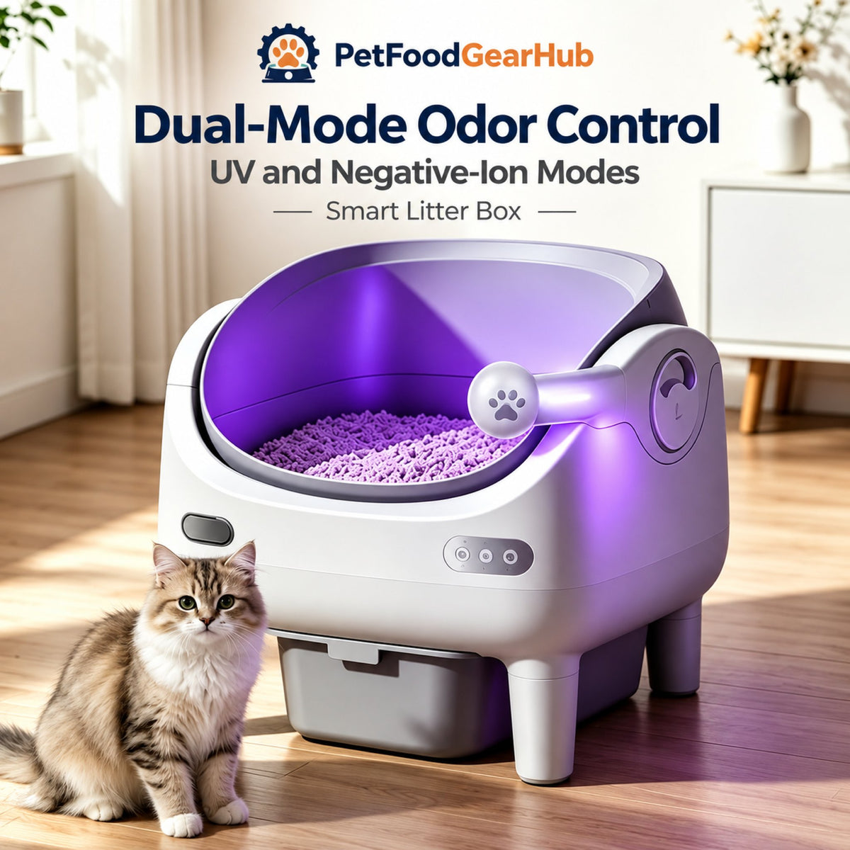 PetFoodGearHub V8 Open-Top Self-Cleaning Litter Box - UV Version - product detail 1