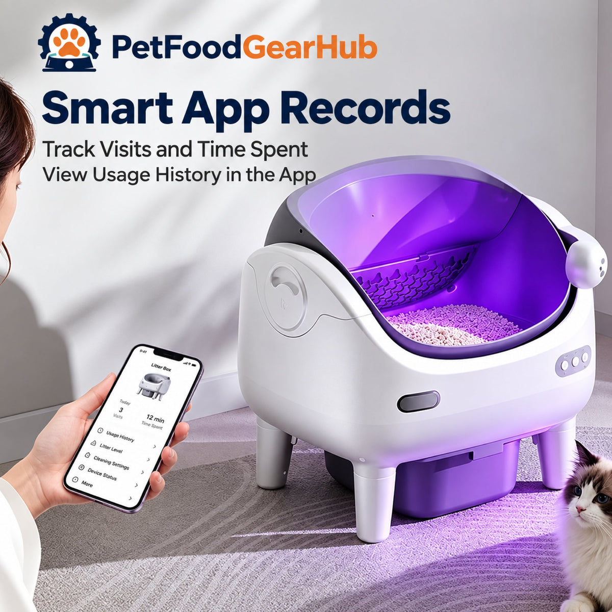 PetFoodGearHub V8 Open-Top Self-Cleaning Litter Box - UV Version - product detail 5